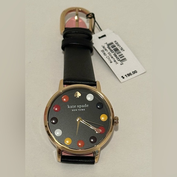 NWT KSW1767 KATE SPADE Metro Black Gold Vachetta Makeup Palette Watch